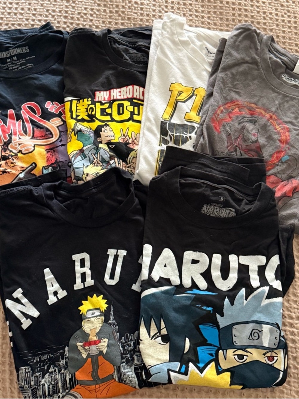 (6) Anime/Manga Graphic T-Shirts Naruto Pokémon Last Airbender My Hero Academia